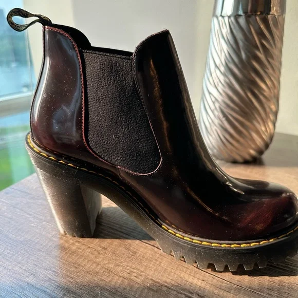 Dr. Martens Women's Burgundy Heeled Boots - Picture 3 of 7